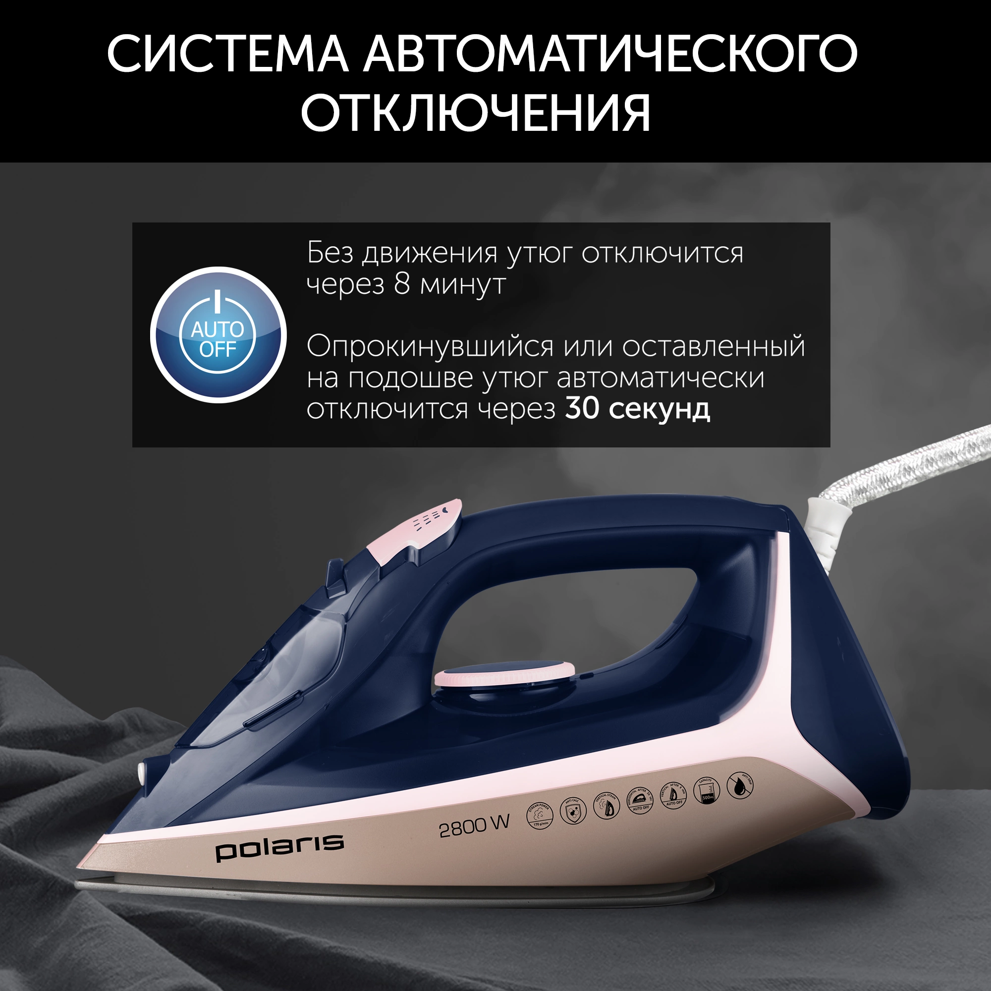 Утюг Polaris PIR 2868AK 2800Вт синий/розовый, фото 5