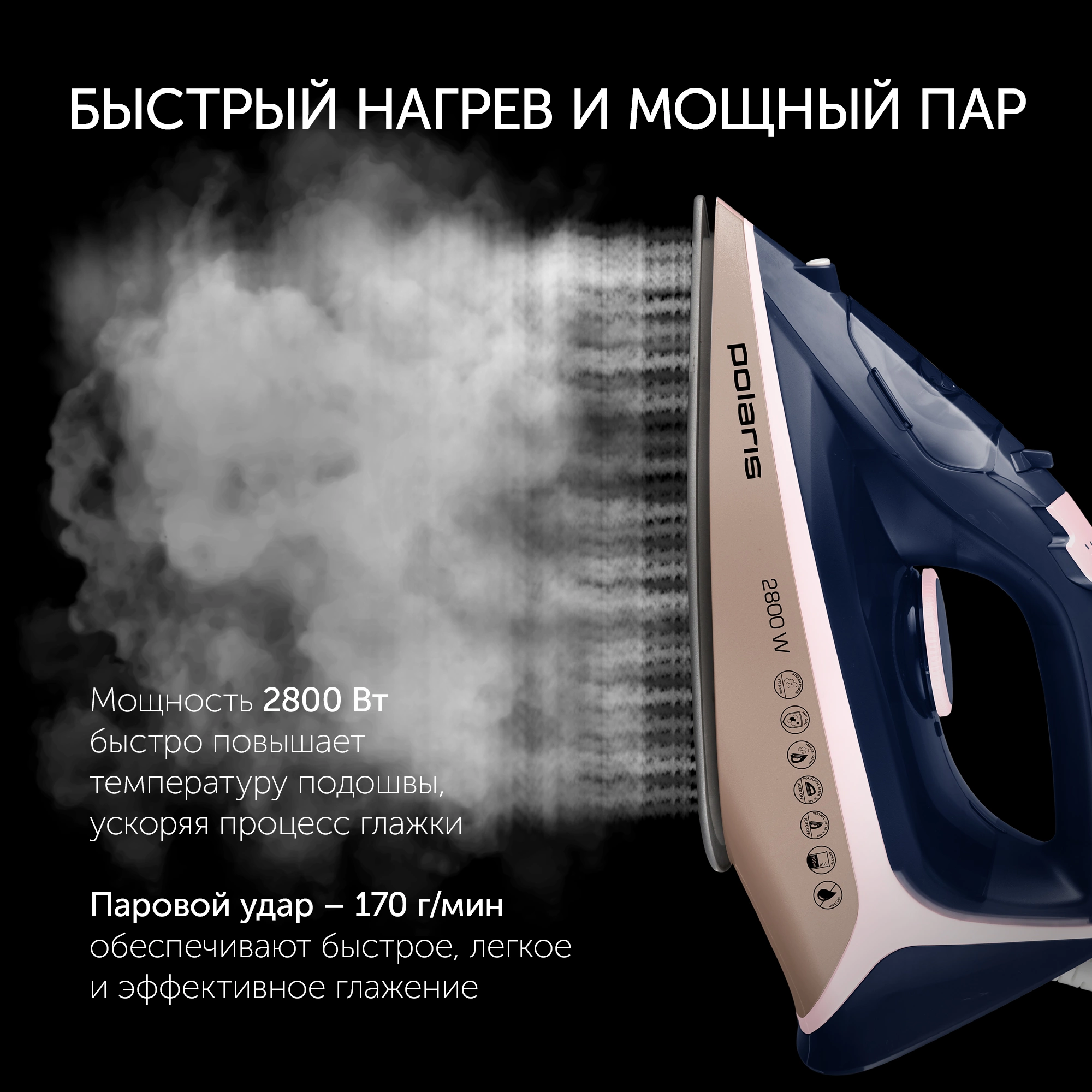 Утюг Polaris PIR 2868AK 2800Вт синий/розовый, фото 6