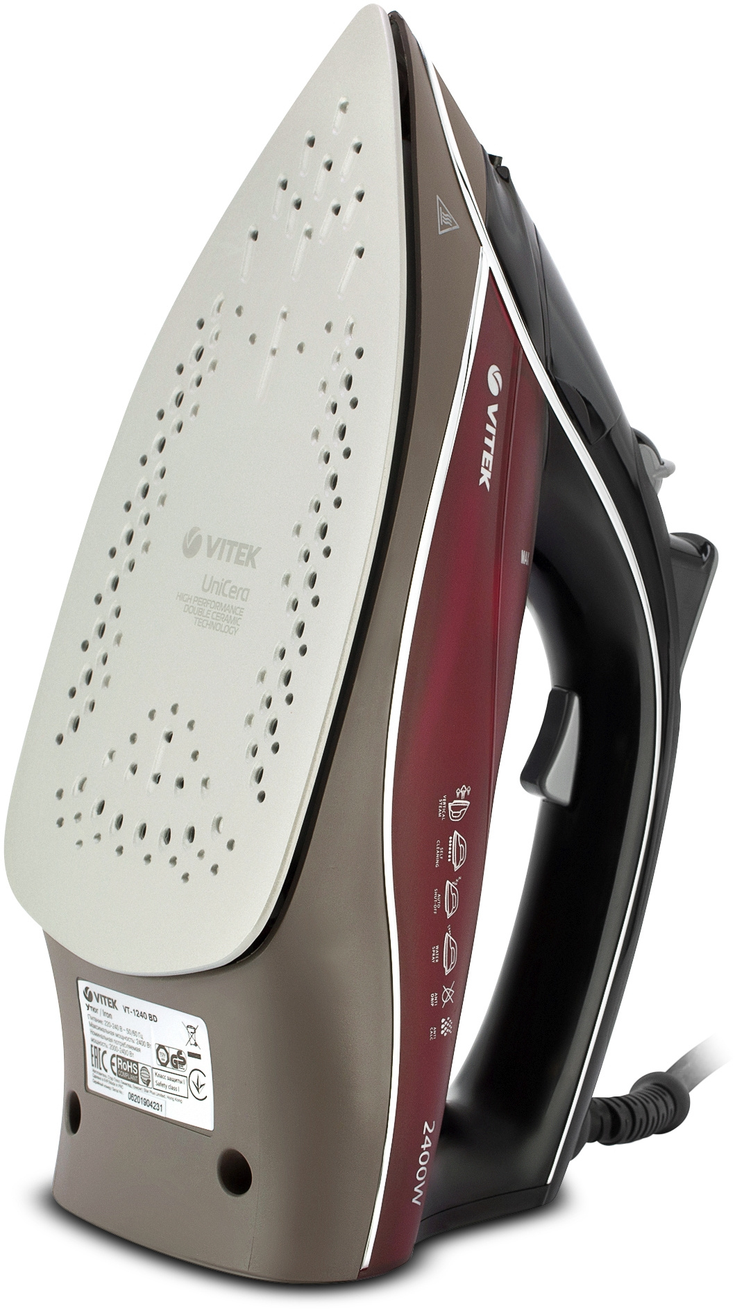 Утюг Vitek VT-1240 бордовый, фото 5