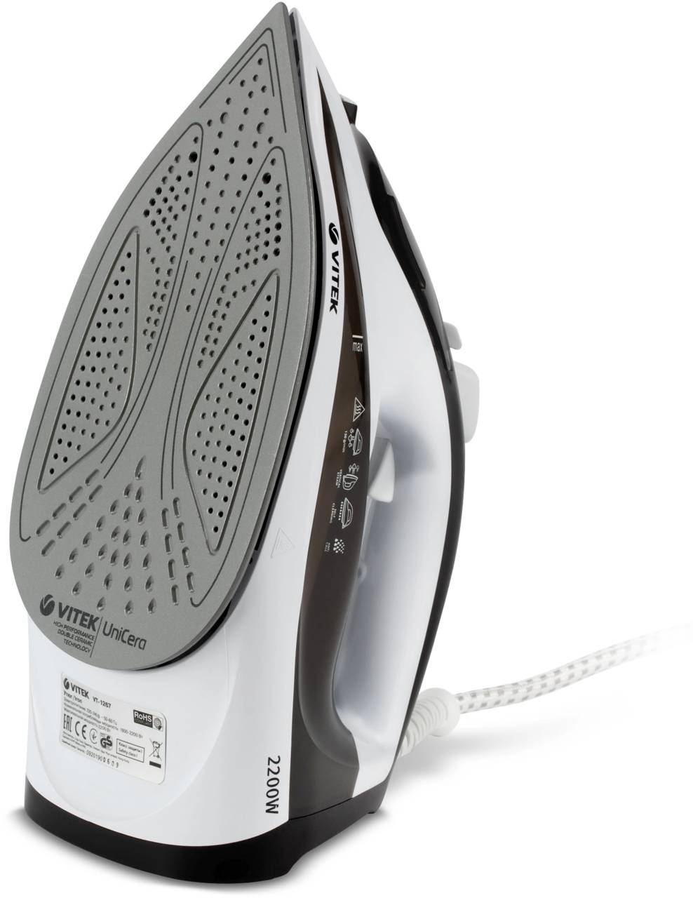 Утюг Vitek VT-1267 2200Вт черный/белый, фото 4