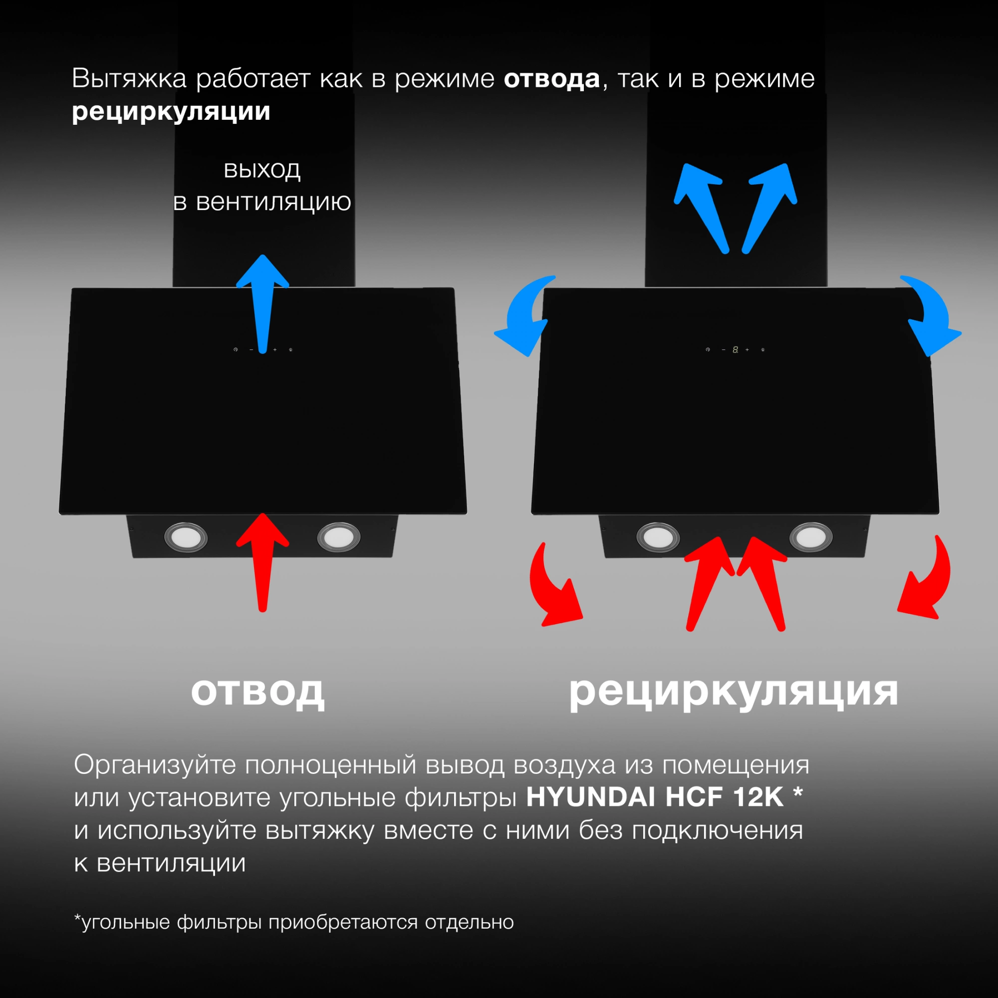 Вытяжка каминная Hyundai HGH 6840 BG, фото 19