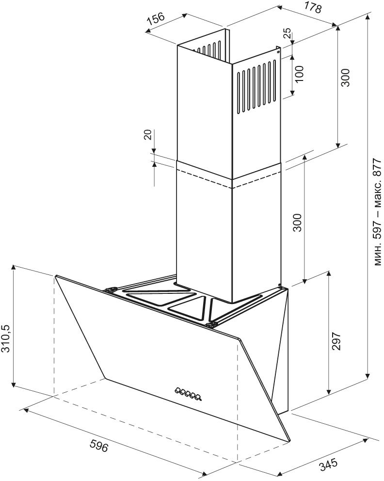 Вытяжка каминная Krona Jina 600 S белый, фото 7