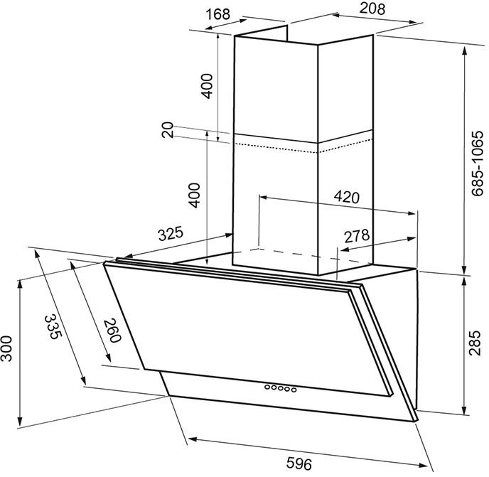 Вытяжка каминная Krona Olly 600 PB cлоновая кость, фото 2