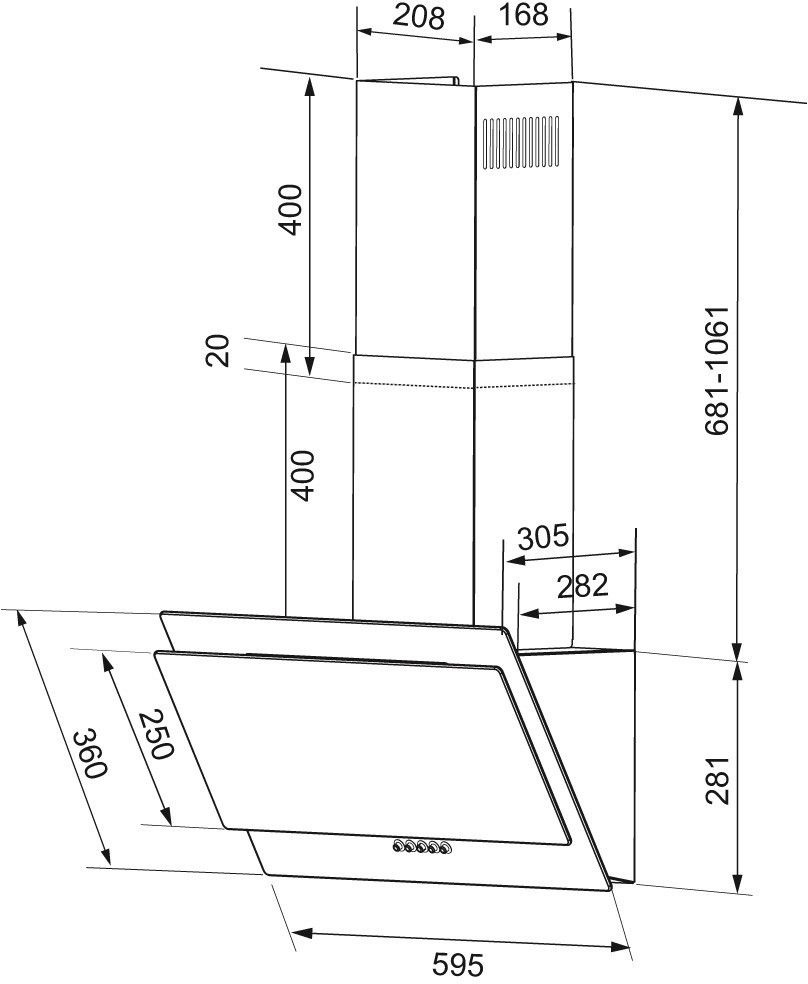 Вытяжка каминная Krona Venera 600 PB, фото 7