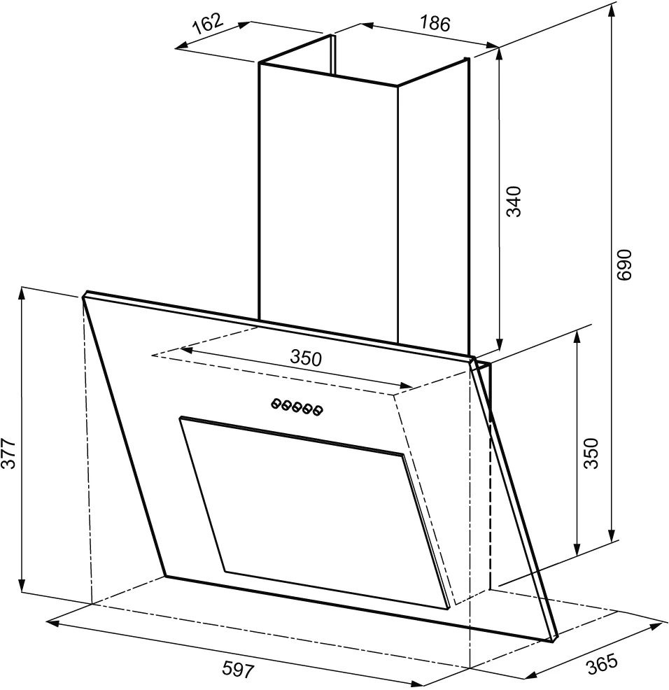 Вытяжка каминная Krona Vierkant 600 Pb белый, фото 15
