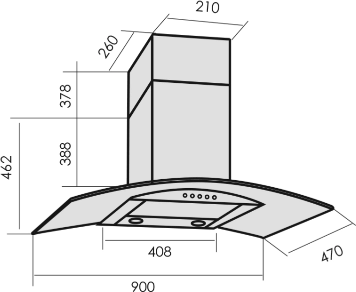 Вытяжка каминная MBS Ruta 190 Glass Black, фото 11