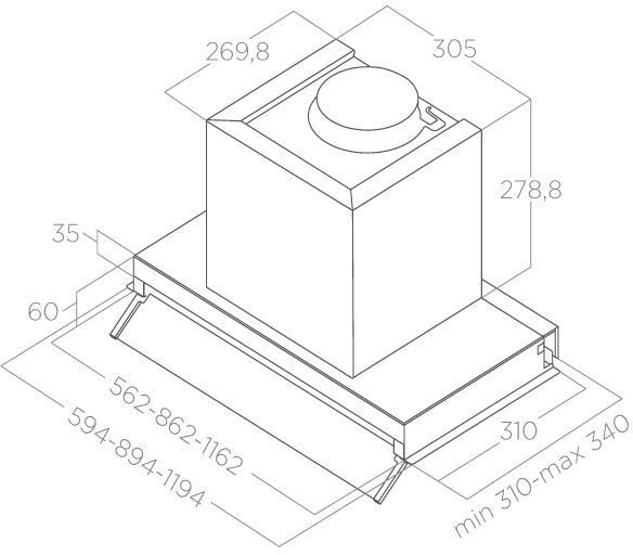 Вытяжка встраиваемая Elica Boxin IXGL/A/90, фото 6