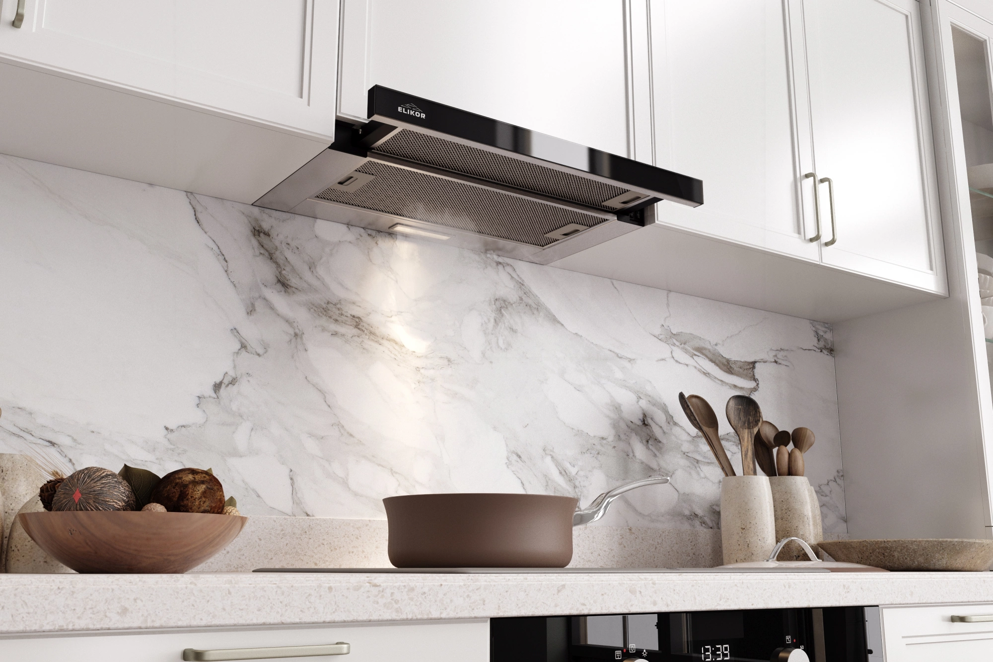 Вытяжка встраиваемая Elikor Интегра Glass 50Н-400-В2Д нержавеющая сталь/стекло черное, фото 5