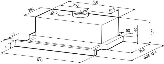 Вытяжка встраиваемая Krona Kamilla 600 Retro черный, фото 8