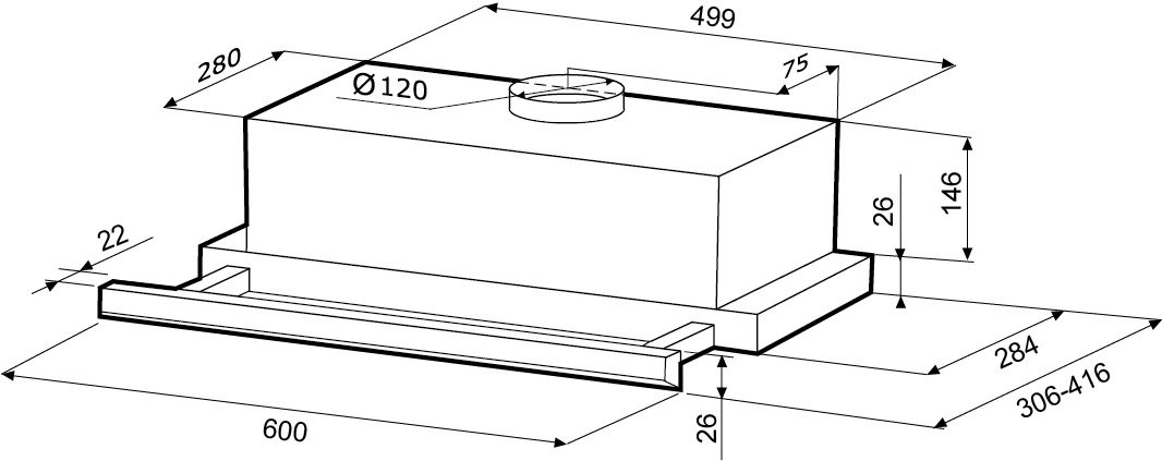 Вытяжка встраиваемая Krona Kamilla 600 slim нерж, фото 8