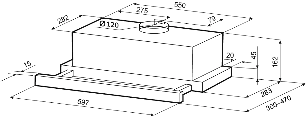 Вытяжка встраиваемая Krona KAMILLA T 600 BLACK, фото 17