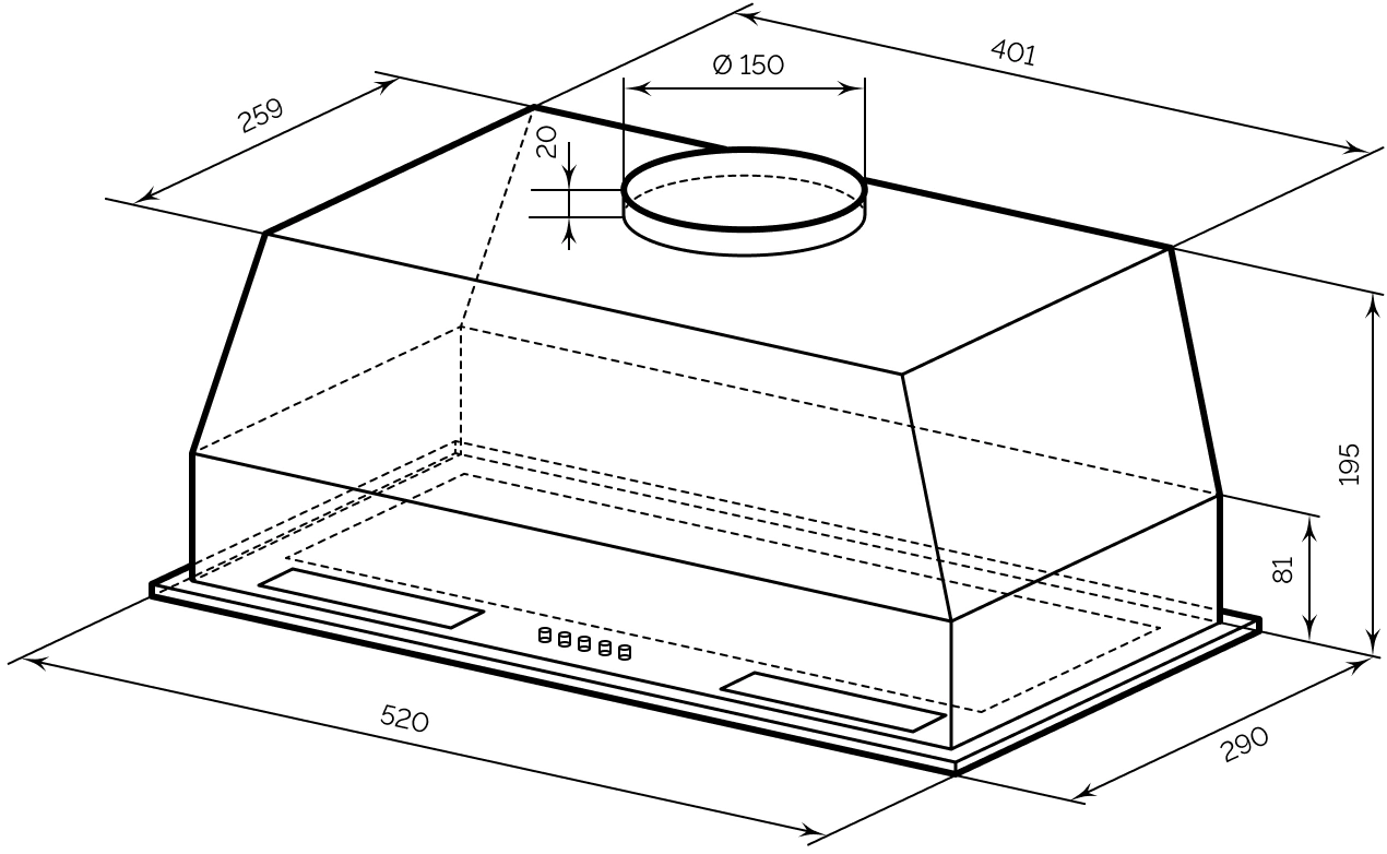 Вытяжка встраиваемая Lex Hyper 600 BL, фото 7