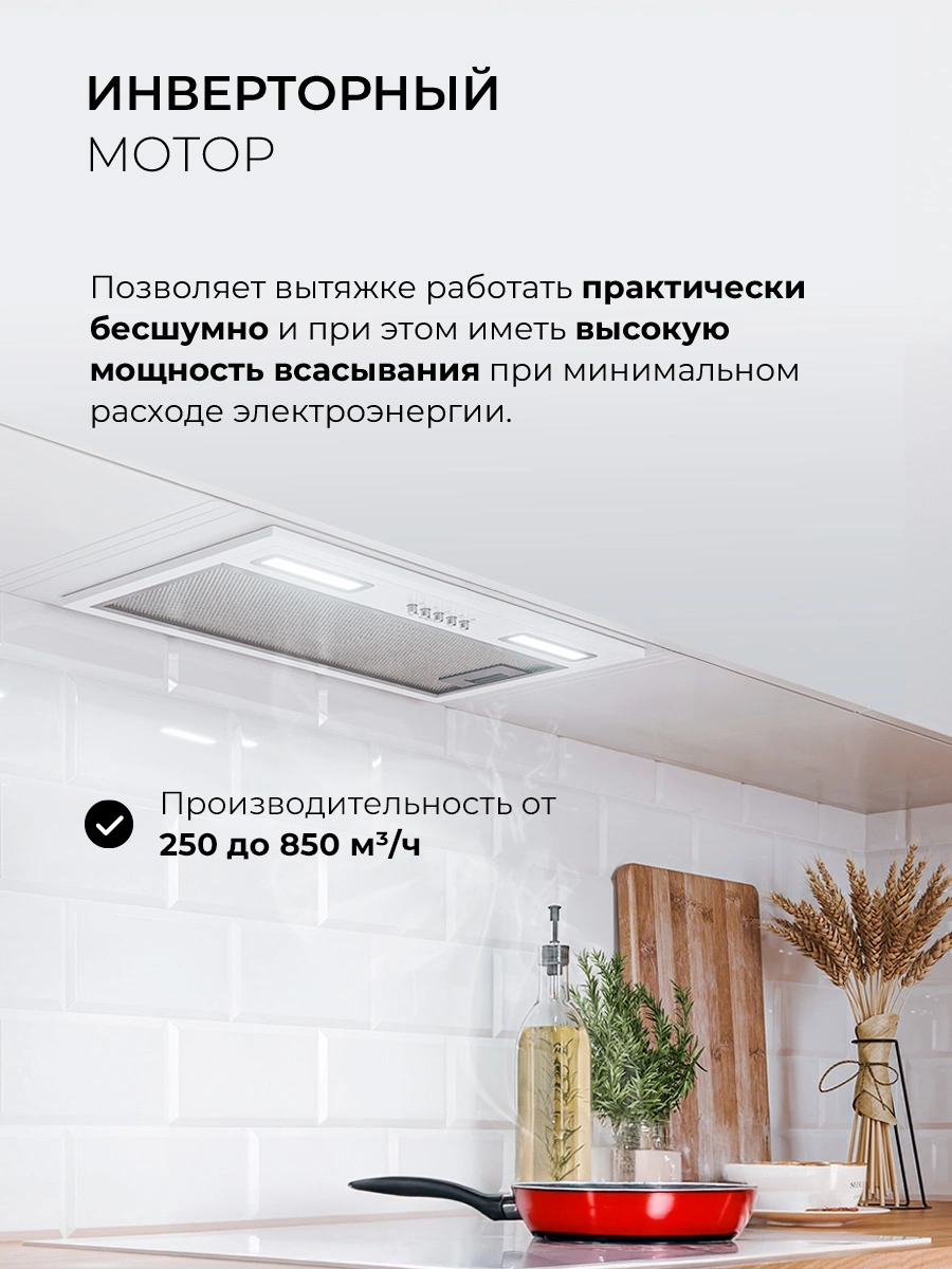 Вытяжка встраиваемая Lex Hyper 600 Inverter WH, фото 4