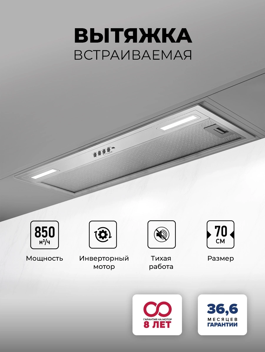 Вытяжка встраиваемая Lex Hyper 900 Inverter IX, фото 3