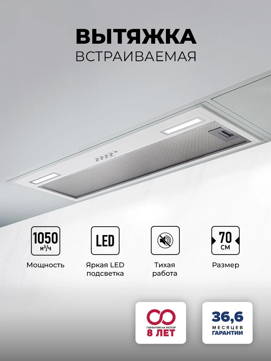 Вытяжка встраиваемая Lex Hyper 900 WH, фото 7